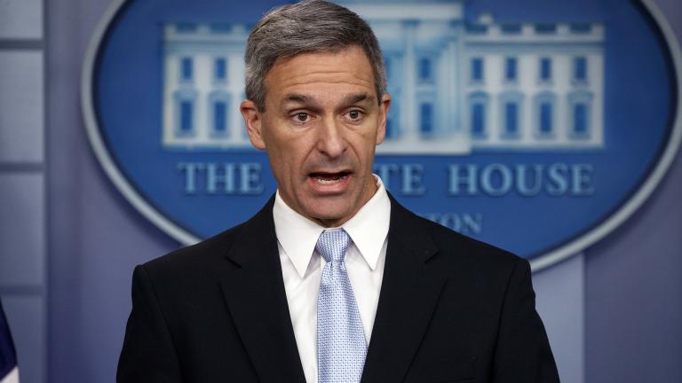Acting Director of United States Citizenship and Immigration Services Ken Cuccinelli, speaks during a briefing at the White House, Monday, Aug. 12, 2019, in Washington. (AP Photo / Evan Vucci) Acting Director of United States Citizenship and Immigration Services Ken Cuccinelli, speaks during a briefing at the White House, Monday, Aug. 12, 2019, in Washington. (AP Photo / Evan Vucci)