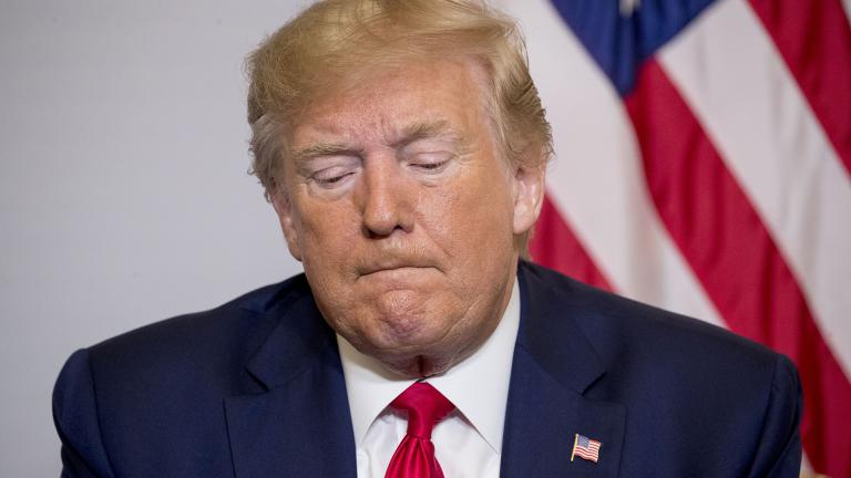 President Donald Trump pauses while speaking during a bilateral meeting with Egyptian President Abdel Fattah al-Sissi at the G-7 summit in Biarritz, France, Monday, Aug. 26, 2019. (AP Photo / Andrew Harnik)