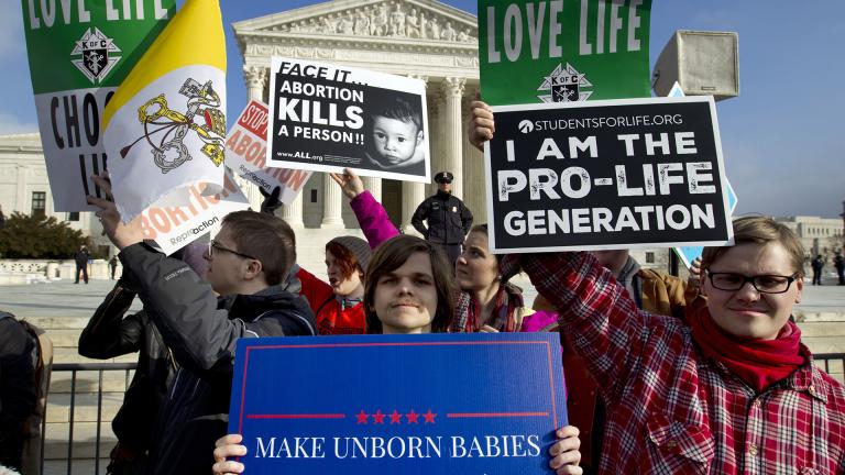 In this Jan. 18, 2019, file photo, anti-abortion activists protest outside of the U.S. Supreme Court, during the March for Life in Washington. (AP Photo / Jose Luis Magana, File)