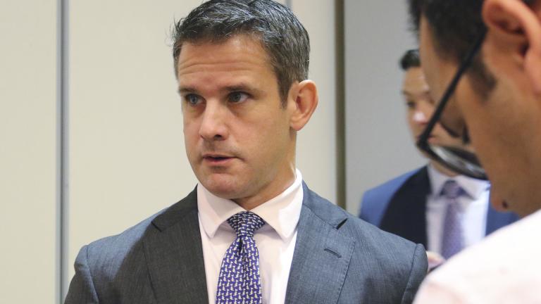 Rep. Adam Kinzinger R-Ill., speaks to reporters after attending an event Thursday, Oct. 3, 2019, in Chicago. (AP Photo / Noreen Nasir) Rep. Adam Kinzinger R-Ill., speaks to reporters after attending an event Thursday, Oct. 3, 2019, in Chicago. (AP Photo / Noreen Nasir)