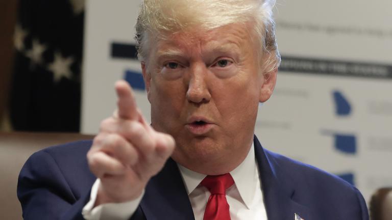 President Donald Trump gestures while speaking during a Cabinet meeting in the Cabinet Room of the White House, Monday, Oct. 21, 2019, in Washington. (AP Photo / Pablo Martinez Monsivais)