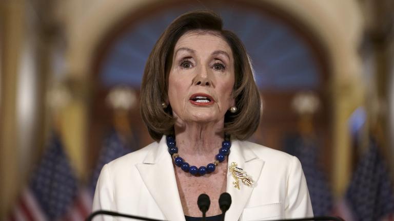 Speaker of the House Nancy Pelosi, D-Calif., makes a statement at the Capitol in Washington, Thursday, Dec. 5, 2019. Pelosi says the House is drafting articles of impeachment against President Donald Trump. (AP Photo / J. Scott Applewhite) Speaker of the House Nancy Pelosi, D-Calif., makes a statement at the Capitol in Washington, Thursday, Dec. 5, 2019. Pelosi says the House is drafting articles of impeachment against President Donald Trump. (AP Photo / J. Scott Applewhite)