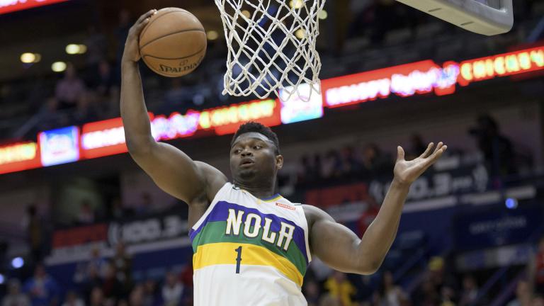New Orleans Pelicans forward Zion Williamson grabs a rebound during the first half of the team’s NBA basketball game against the Oklahoma City Thunder in New Orleans, Thursday, Feb. 13, 2020. (AP Photo / Matthew Hinton)