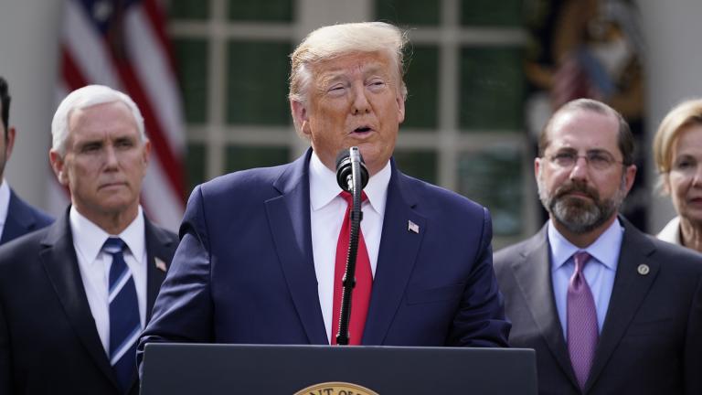 President Donald Trump speaks during a news conference about the coronavirus in the Rose Garden of the White House, Friday, March 13, 2020, in Washington. (AP Photo / Evan Vucci) President Donald Trump speaks during a news conference about the coronavirus in the Rose Garden of the White House, Friday, March 13, 2020, in Washington. (AP Photo / Evan Vucci)