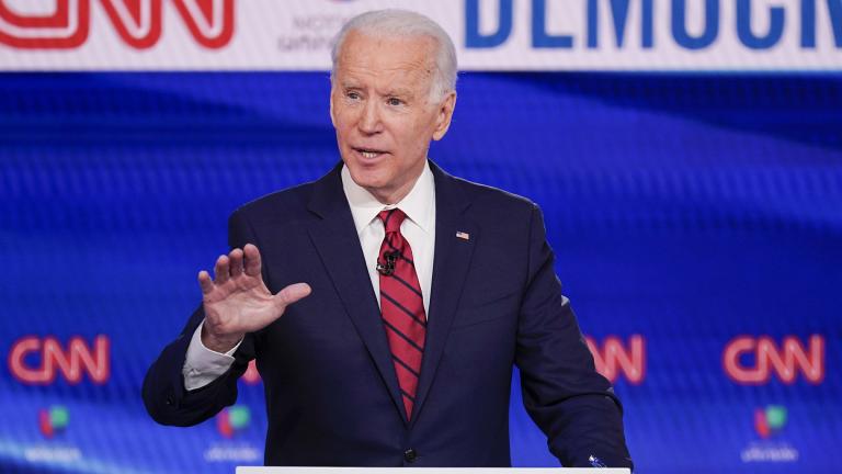 Former Vice President Joe Biden participates in a Democratic presidential primary debate at CNN Studios in Washington, Sunday, March 15, 2020. (AP Photo / Evan Vucci)