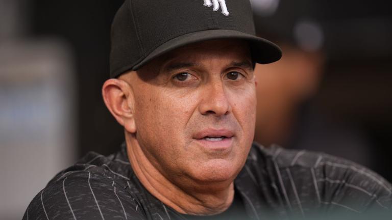 Chicago White Sox manager Pedro Grifol stands in the dugout before a baseball game against the Kansas City Royals, Monday, July 29, 2024, in Chicago. (AP Photo/Erin Hooley)