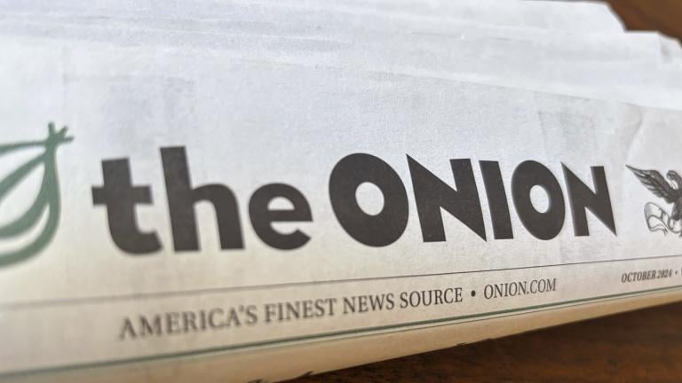 A copy of the satirical outlet The Onion is seen Thursday, Nov. 14, 2024, in Little Rock, Ark. (AP Photo/Jill Bleed)