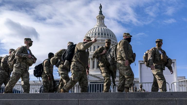 National Guard troops reinforce security around the U.S. Capitol ahead of the inauguration of President-elect Joe Biden and Vice President-elect Kamala Harris, Sunday, Jan. 17, 2021, in Washington. (AP Photo / J. Scott Applewhite)