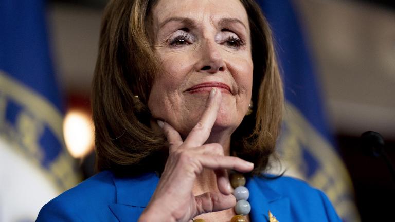 House Speaker Nancy Pelosi of Calif. reacts as she listens to a question from a reporter during her weekly press briefing on Capitol Hill, Thursday, Sept. 30, 2021, in Washington. (AP Photo / Andrew Harnik) House Speaker Nancy Pelosi of Calif. reacts as she listens to a question from a reporter during her weekly press briefing on Capitol Hill, Thursday, Sept. 30, 2021, in Washington. (AP Photo / Andrew Harnik)