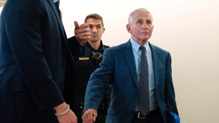 Dr. Anthony Fauci departs after appearing before the Senate Homeland Security and Governmental Affairs Committee hearing at the Capitol, Wednesday, July 29, 2026, in Washington. (AP Photo / Allison Robbert)