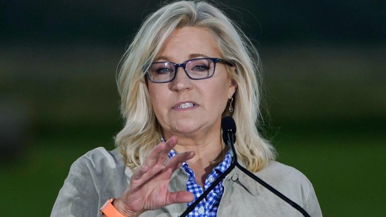 Rep. Liz Cheney, R-Wyo., speaks Tuesday, Aug. 16, 2022, at an Election Day gathering in Jackson, Wyo. Challenger Harriet Hageman has defeated Cheney in the primary. (AP Photo / Jae C. Hong)