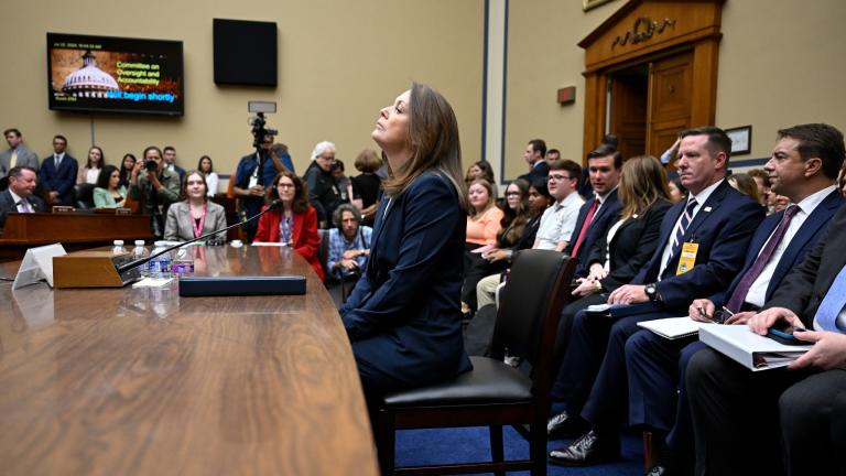 U.S. Secret Service Director Kimberly Cheatle prepares to testify about the attempted assassination of former President Donald Trump at a campaign event in Pennsylvania before the House Oversight and Accountability Committee, at the Capitol, Monday, July 22, 2024 in Washington. (AP Photo / John McDonnell)