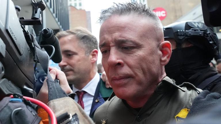 U.S. Customs and Border Patrol Gregory Bovino arrives outside federal court in Chicago, Tuesday, Oct. 28, 2025. (AP Photo/Nam Y. Huh)