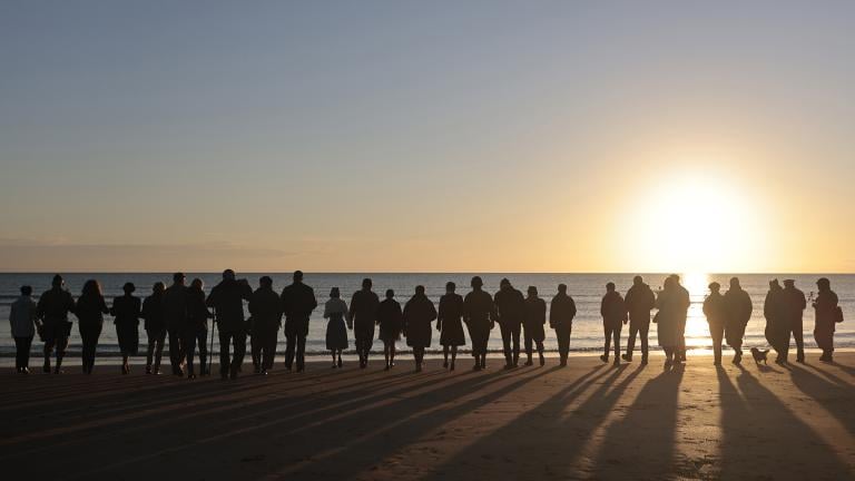 World War II reenactors gather on Omaha Beach in Saint-Laurent-sur-Mer, Normandy,France Monday, June 6, 2022, the day of 78th anniversary of the assault that helped bring an end to World War II. (AP Photo / Jeremias Gonzalez)