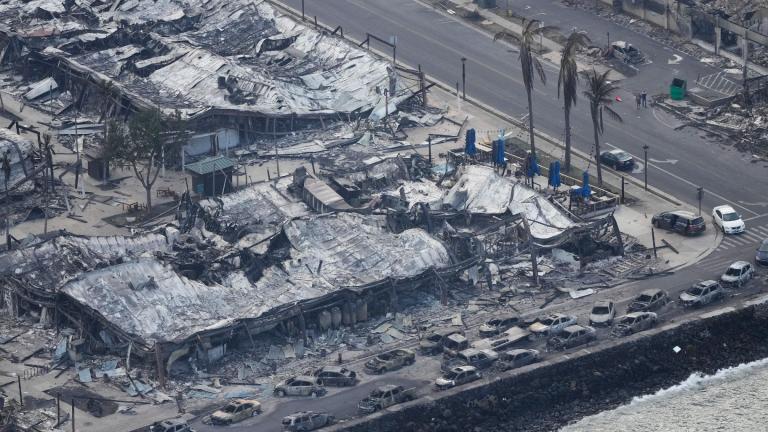 Wildfire wreckage is shown Thursday, Aug. 10, 2023, in Lahaina, Hawaii. (Rick Bowmer / AP Photo)