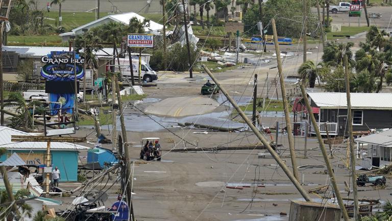 The remains of destroyed homes and businesses are seen in the aftermath of Hurricane Ida in Grand Isle, La., Tuesday, Aug. 31, 2021. (AP Photo / Gerald Herbert)