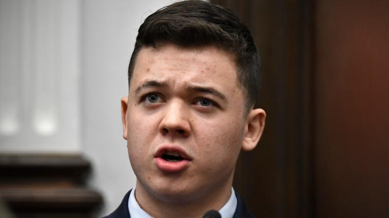 Kyle Rittenhouse testifies during his trial at the Kenosha County Courthouse in Kenosha, Wis., on Wednesday, Nov. 10, 2021. (Sean Krajacic / The Kenosha News via AP, Pool)
