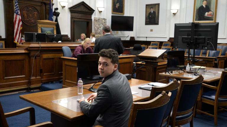 Kyle Rittenhouse waits for his legal team before the trail trial at the Kenosha County Courthouse in Kenosha, Wis., on Thursday, Nov. 4, 2021. (Sean Krajacic / The Kenosha News via AP, Pool)