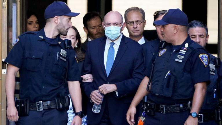 Trump Organization’s former Chief Financial Officer Allen Weisselberg, center, leaves court, Thursday, Aug. 18, 2022, in New York. (AP Photo / John Minchillo)