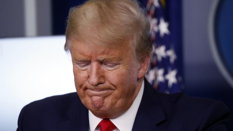 President Donald Trump pauses during a briefing about the coronavirus in the James Brady Press Briefing Room of the White House, Tuesday, March 31, 2020, in Washington. (AP Photo / Alex Brandon)