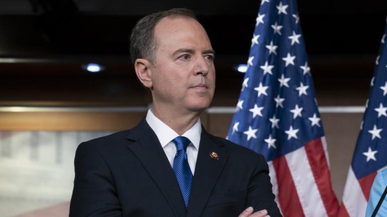 House Intelligence Committee Chairman Adam Schiff, D-Calif., listens at a news conference with Speaker of the House Nancy Pelosi, D-Calif., as House Democrats move ahead in the impeachment inquiry of President Donald Trump, at the Capitol in Washington, Wednesday, Oct. 2, 2019. (AP Photo / J. Scott Applewhite)
