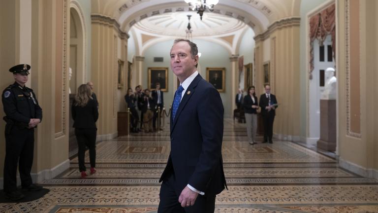 House Democratic impeachment manager, House Intelligence Committee Chairman Adam Schiff, D-Calif., arrives at the Senate as work resumes in the impeachment trial of President Donald Trump on charges of abuse of power and obstruction of Congress, at the Capitol in Washington, Saturday, Jan. 25, 2020. (AP Photo / J. Scott Applewhite)