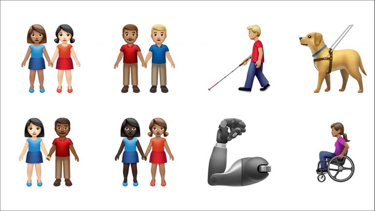 These images provided by Apple shows new emoji released by Apple. (Apple via AP)