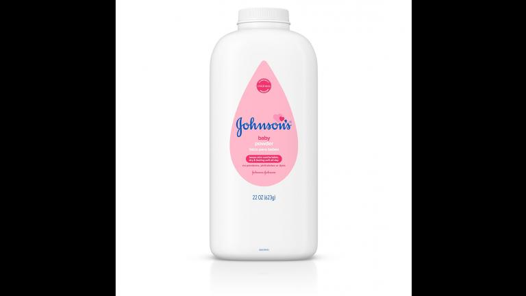 This photo provided by Johnson & Johnson shows the company’s baby powder. (Johnson & Johnson via AP)