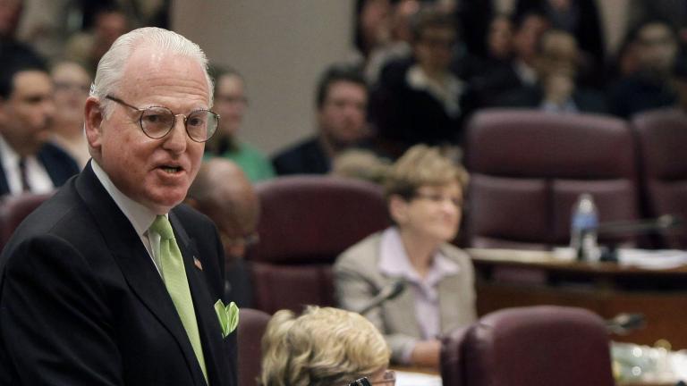In this May 4, 2011 file photo, Chicago Ald. Ed Burke speaks at a City Council meeting. (AP Photo / M. Spencer Green, File)