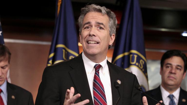 In this Nov. 15, 2011, file photo former U.S. Rep. Joe Walsh, R-Ill., gestures during a news conference on Capitol Hill in Washington. (AP Photo / Carolyn Kaster, File)