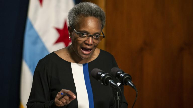Chicago Mayor Lori Lightfoot holds a press conference Friday, May 31, 2019 at City Hall to address the federal indictment filed against Ald. Ed Burke and demand he resign immediately. (Ashlee Rezin / Chicago Sun-Times via AP)