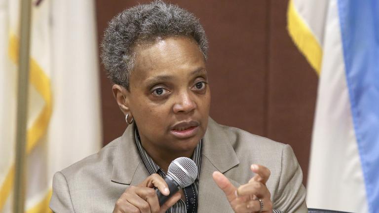 In this March 24, 2019 photo, Chicago mayoral candidate Lori Lightfoot participates in a candidate forum sponsored by One Chicago For All Alliance at Daley College in Chicago. (AP Photo / Teresa Crawford) In this March 24, 2019 photo, Chicago mayoral candidate Lori Lightfoot participates in a candidate forum sponsored by One Chicago For All Alliance at Daley College in Chicago. (AP Photo / Teresa Crawford)