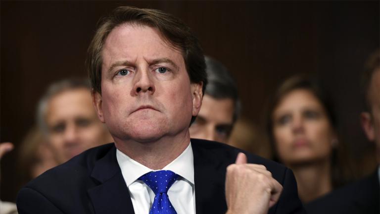 In this Sept. 27, 2018, file photo, then-White House counsel Don McGahn listens as Supreme Court nominee Brett Kavanaugh testifies before the Senate Judiciary Committee on Capitol Hill in Washington. (Saul Loeb / Pool Photo via AP, File) In this Sept. 27, 2018, file photo, then-White House counsel Don McGahn listens as Supreme Court nominee Brett Kavanaugh testifies before the Senate Judiciary Committee on Capitol Hill in Washington. (Saul Loeb / Pool Photo via AP, File)