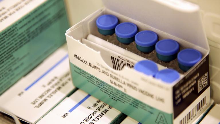 In this March 27, 2019, file photo, measles, mumps and rubella vaccines sit in a cooler at the Rockland County Health Department in Pomona, N.Y. (AP Photo / Seth Wenig, File)