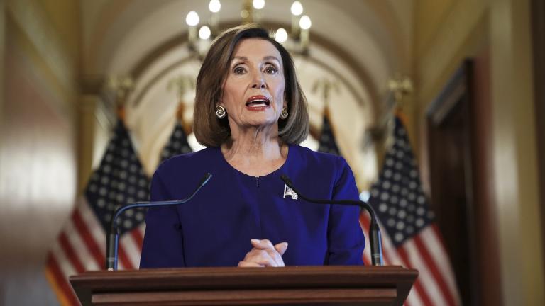 House Speaker Nancy Pelosi, D-Calif., reads a statement announcing a formal impeachment inquiry into President Donald Trump on Capitol Hill in Washington, Tuesday, Sept. 24, 2019. (AP Photo / Andrew Harnik)