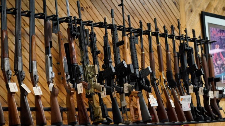 Various guns are displayed at a store on July 18, 2022, in Auburn, Maine. (AP Photo / Robert F. Bukaty, File)