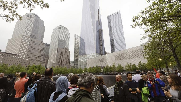 In this May 15, 2015 file photo, visitors gather near the pools at the 9/11 Memorial in New York. As they have done 17 times before, a crowd of victims' relatives is expected at the site on Wednesday, Sept. 11, 2019 to observe the anniversary the deadliest terror attack on American soil. (AP Photo / Frank Franklin II)