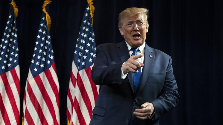 President Donald Trump arrives to speak at the launch of “Black Voices for Trump” at the Georgia World Congress Center, Friday, Nov. 8, 2019, in Atlanta. (AP Photo / Evan Vucci)