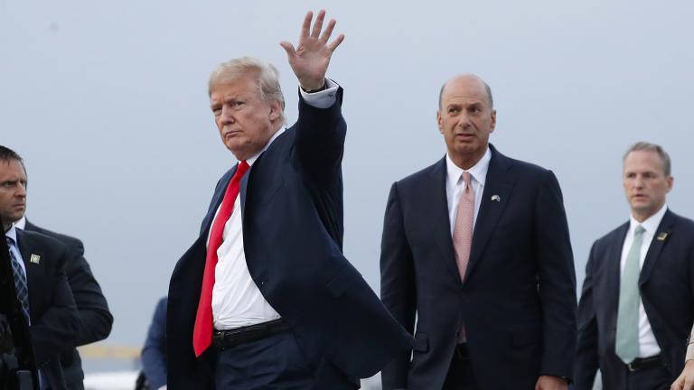 In this Tuesday, July 10, 2018, file photo, President Donald Trump is joined by Gordon Sondland, the U.S. ambassador to the European Union, second from right, as he arrives at Melsbroek Air Base, in Brussels, Belgium. (AP Photo / Pablo Martinez Monsivais, File) In this Tuesday, July 10, 2018, file photo, President Donald Trump is joined by Gordon Sondland, the U.S. ambassador to the European Union, second from right, as he arrives at Melsbroek Air Base, in Brussels, Belgium. (AP Photo / Pablo Martinez Monsivais, File)