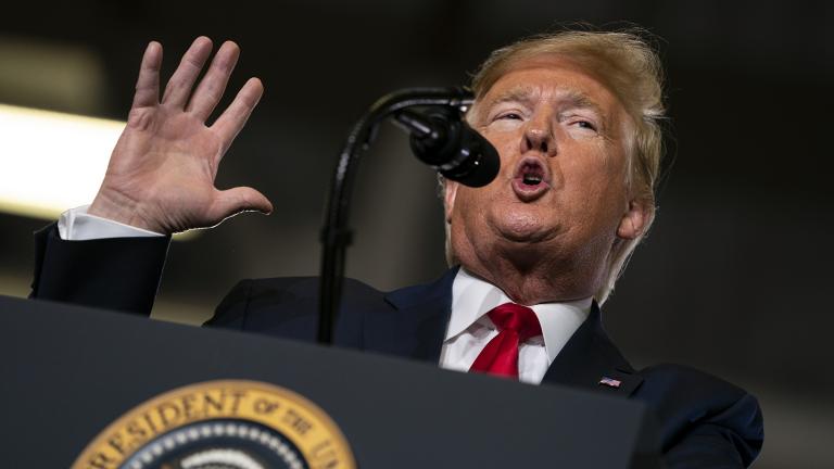 In this Jan. 28, 2020, file photo, President Donald Trump speaks during a campaign rally at the Wildwoods Convention Center Oceanfront in Wildwood, N.J. (AP Photo / Evan Vucci, File)