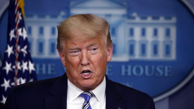 President Donald Trump speaks about the coronavirus in the James Brady Briefing Room, Monday, March 23, 2020, in Washington. (AP Photo / Alex Brandon)