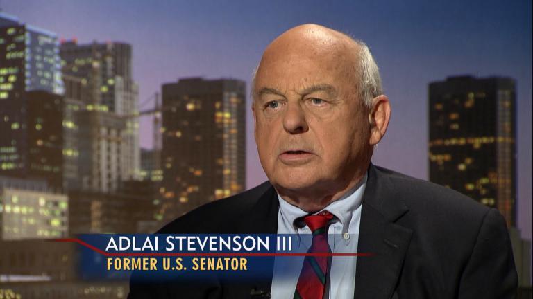 Adlai Stevenson III appears on “Chicago Tonight” in 2009 with Carol Marin. (WTTW News)