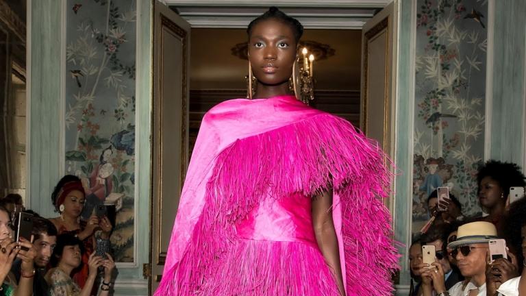 Mbeuk Idourrou collection, Imane Ayissi, Paris, France, Autumn/Winter 2019. (Photo by Fabrice Malard / Courtesy of Imane Ayissi)