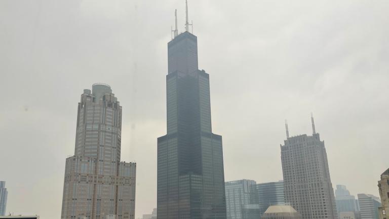 FILE - The Willis Tower (formerly Sears Tower) is pictured in downtown Chicago, where the air quality has been categorized "unhealthy" by the U.S. Environmental Protection Agency, on June 27, 2023. (AP Photo / Claire Savage, file)