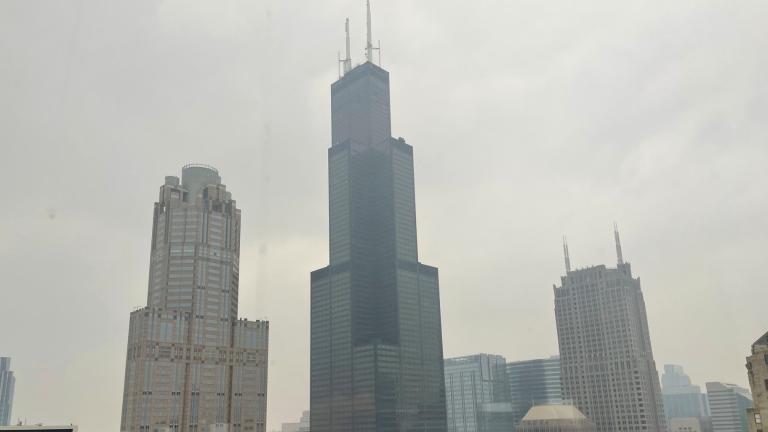 The Willis Tower is pictured in downtown Chicago, where the air quality has been categorized "unhealthy" by the U.S. Environmental Protection Agency, on June 27, 2023. (AP Photo / Claire Savage, file)