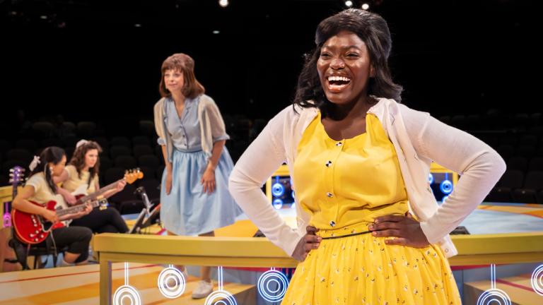 Aisha Sougou and Leah Morrow in “Beehive: The ‘60s Musical,” playing at the Marriott Theatre. (Liz Lauren)