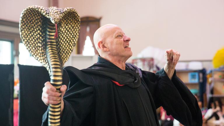 Chicago actor Jonathan Weir rehearses for the role of Jafar in “Aladdin.” (Justin Barbin / Broadway in Chicago)