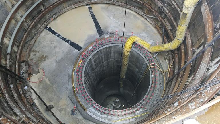 The new Albany Park Stormwater Diversion Tunnel diverts water 150 feet below the surface. (Courtesy Chicago Department of Transportation) 