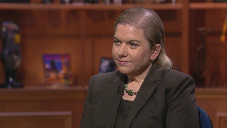 Dr. Allison Arwady, Chicago Department of Public Health commissioner, appears on “Chicago Tonight” on Tuesday, March 17, 2020. 