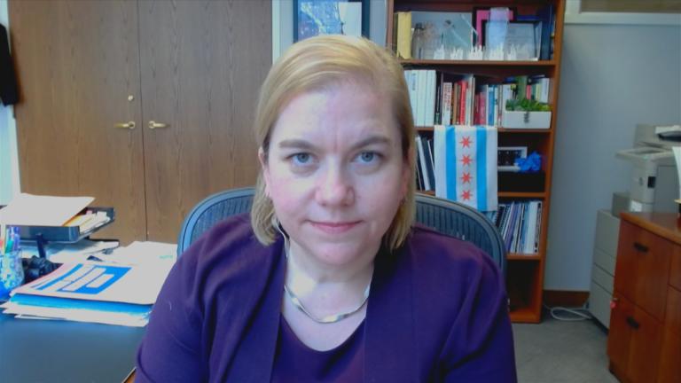 Dr. Allison Arwady, commissioner of the Chicago Department of Public Health, appears on “Chicago Tonight” on May 9, 2022. (WTTW News)